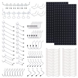 108-Piece Heavy-Duty Steel Pegboard & Hook Organizer Kit (2 Metal Panels, 68 Assorted Hooks, 36 Locks & Specialty Tool Racks, Black)