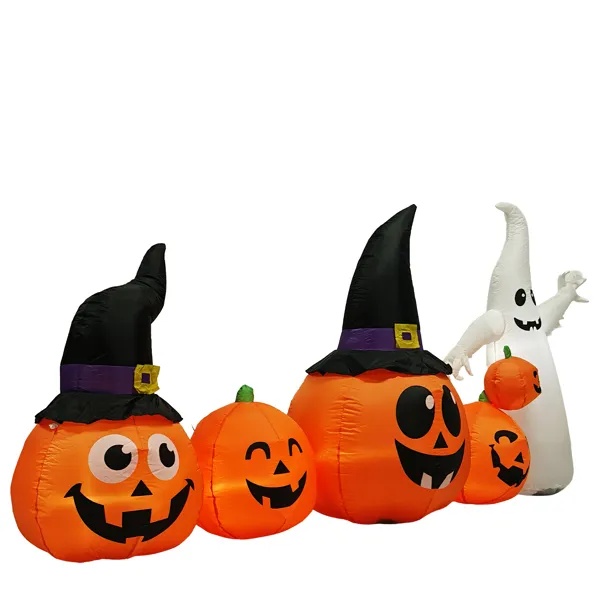 Inflatable Jack-O'-Lantern Pumpkins and Ghost Detailed View