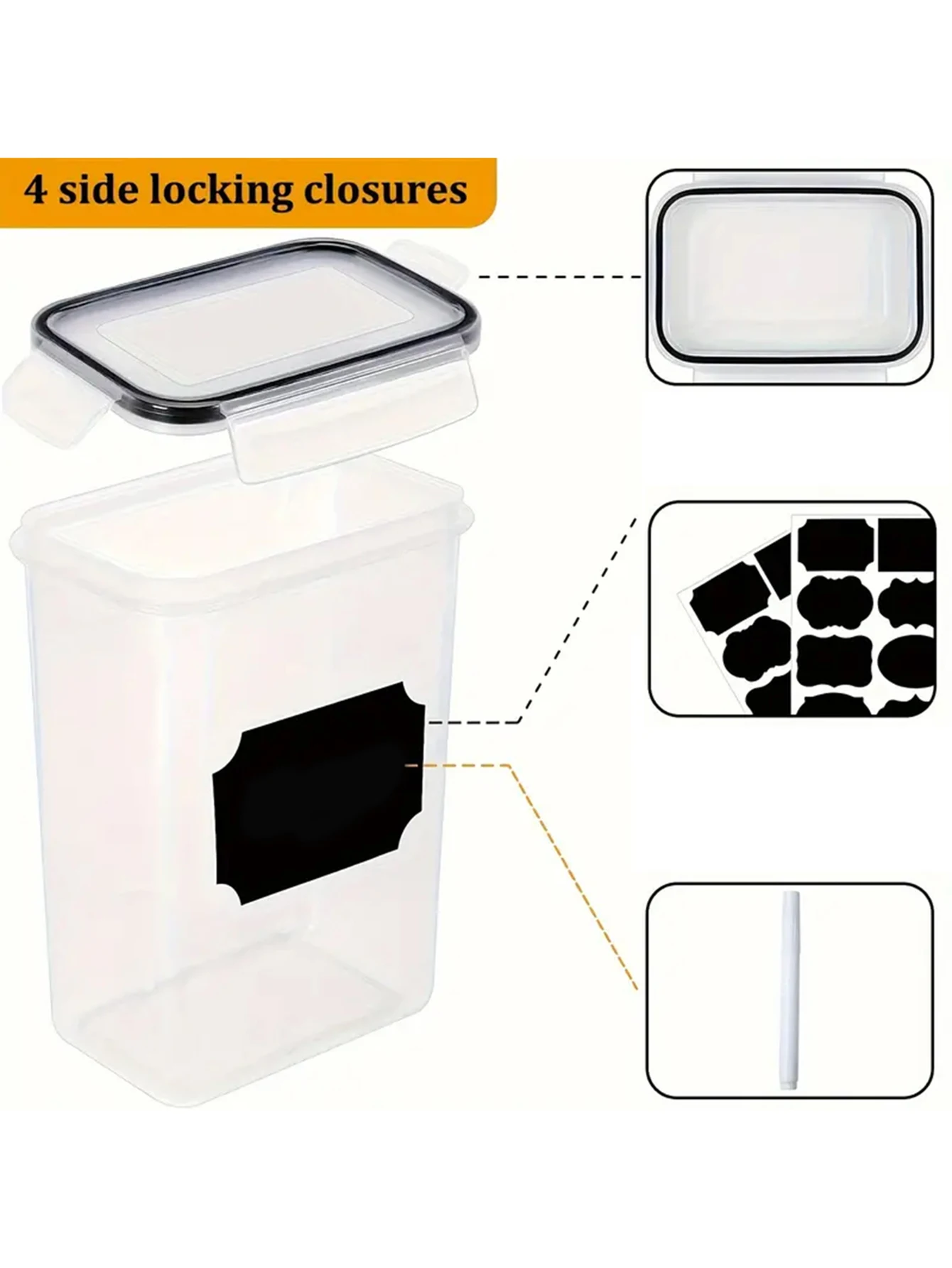 24-Piece Airtight Food Storage Containers Set (BPA-Free Modular Kitchen Pantry Organizers, 4 Multi-Use Sizes with Reusable Chalkboard Labels & Marker) gallery view 5