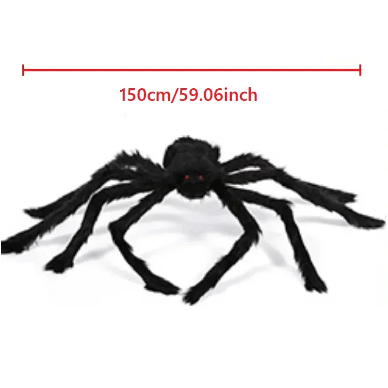 Giant Halloween Spider Outdoor Yard Decor (5 FT / 150 cm Large Poseable Furry Black Spider with Eerie Red Eyes for Giant Web, Lawn, Porch & Roof Display) gallery view 6
