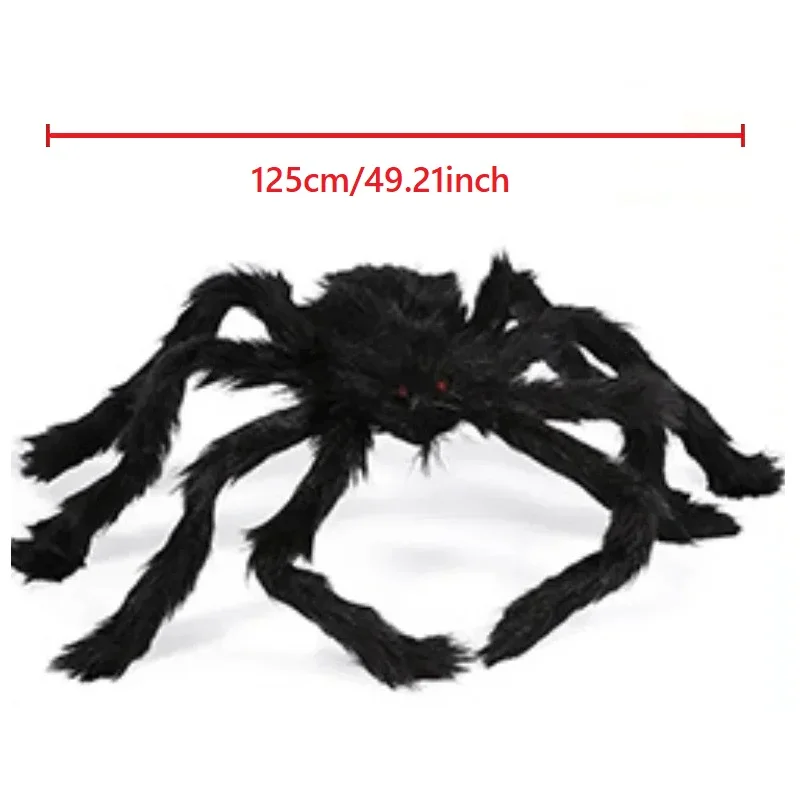 Giant Halloween Spider Outdoor Yard Decor (5 FT / 150 cm Large Poseable Furry Black Spider with Eerie Red Eyes for Giant Web, Lawn, Porch & Roof Display) gallery view 7