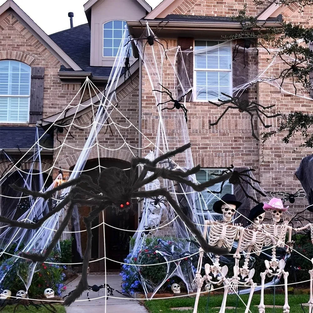 Giant Halloween Spider Outdoor Yard Decor (5 FT / 150 cm Large Poseable Furry Black Spider with Eerie Red Eyes for Giant Web, Lawn, Porch & Roof Display) gallery view 4