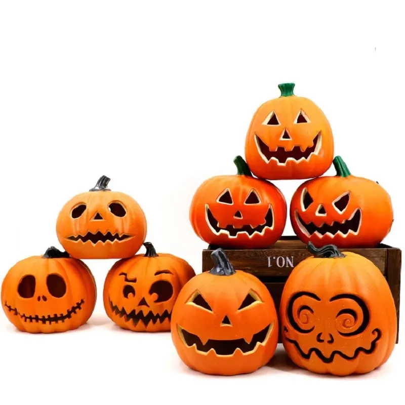 LED Light-Up Triple Layer Halloween Pumpkin (13.4" Pre-Lit 3-Tier Stacked Jack-o'-Lantern with Warm Amber Glow & Battery Power for Porch, Mantel & Tabletop) gallery view 4