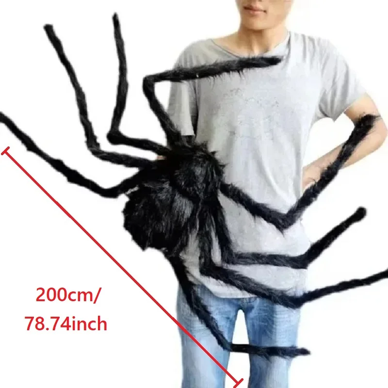 Giant Halloween Spider Outdoor Yard Decor (5 FT / 150 cm Large Poseable Furry Black Spider with Eerie Red Eyes for Giant Web, Lawn, Porch & Roof Display) gallery view 8