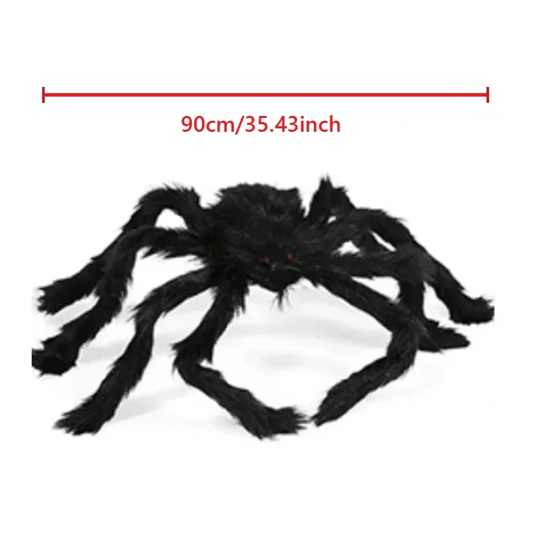 Giant Halloween Spider Outdoor Yard Decor (5 FT / 150 cm Large Poseable Furry Black Spider with Eerie Red Eyes for Giant Web, Lawn, Porch & Roof Display) gallery view 11