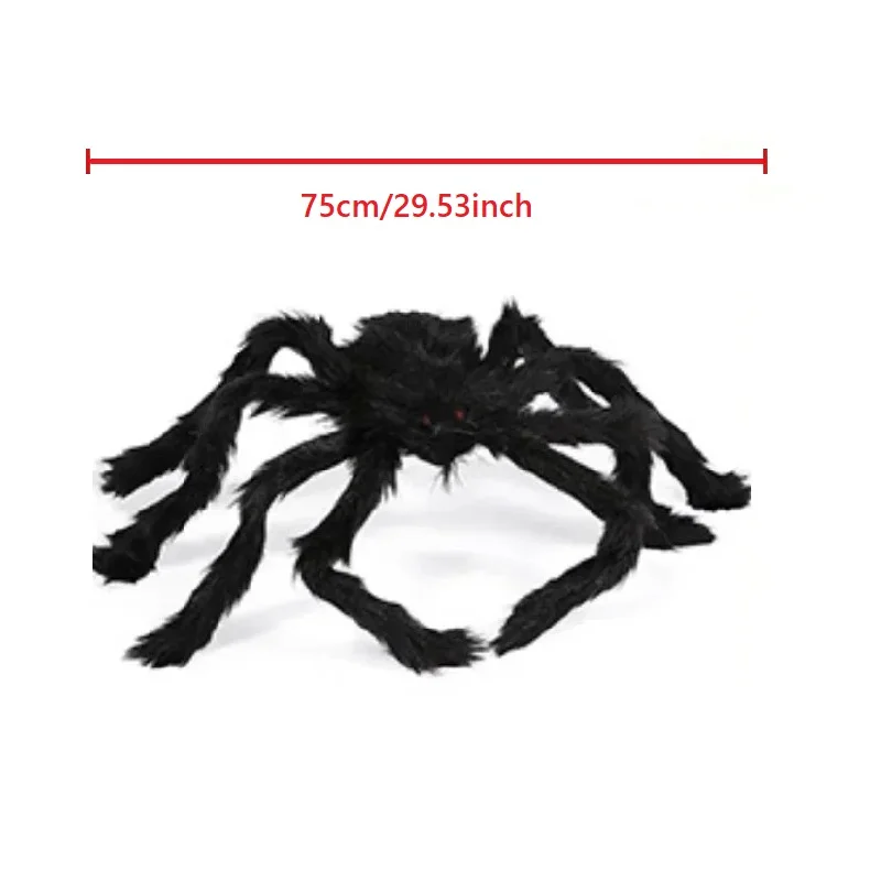 Giant Halloween Spider Outdoor Yard Decor (5 FT / 150 cm Large Poseable Furry Black Spider with Eerie Red Eyes for Giant Web, Lawn, Porch & Roof Display) gallery view 12
