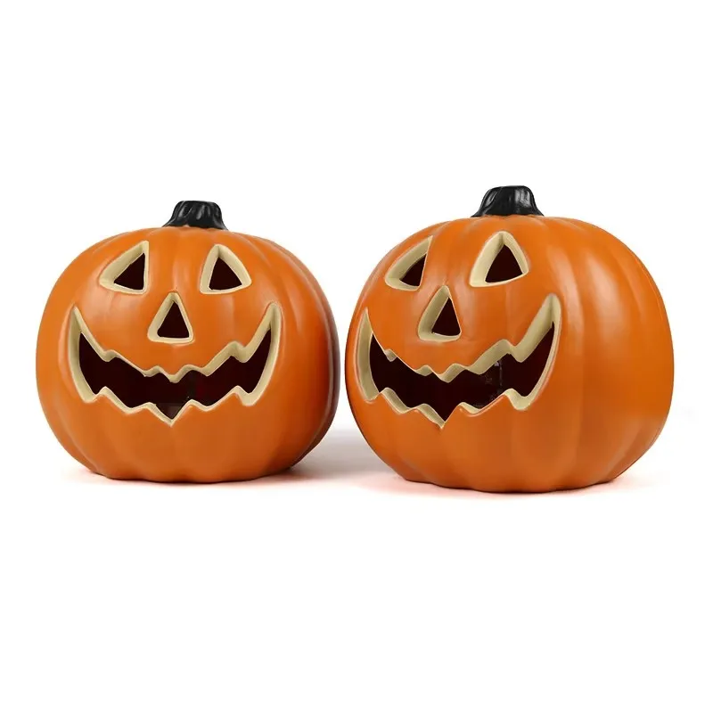 LED Light-Up Triple Layer Halloween Pumpkin (13.4" Pre-Lit 3-Tier Stacked Jack-o'-Lantern with Warm Amber Glow & Battery Power for Porch, Mantel & Tabletop) gallery view 5