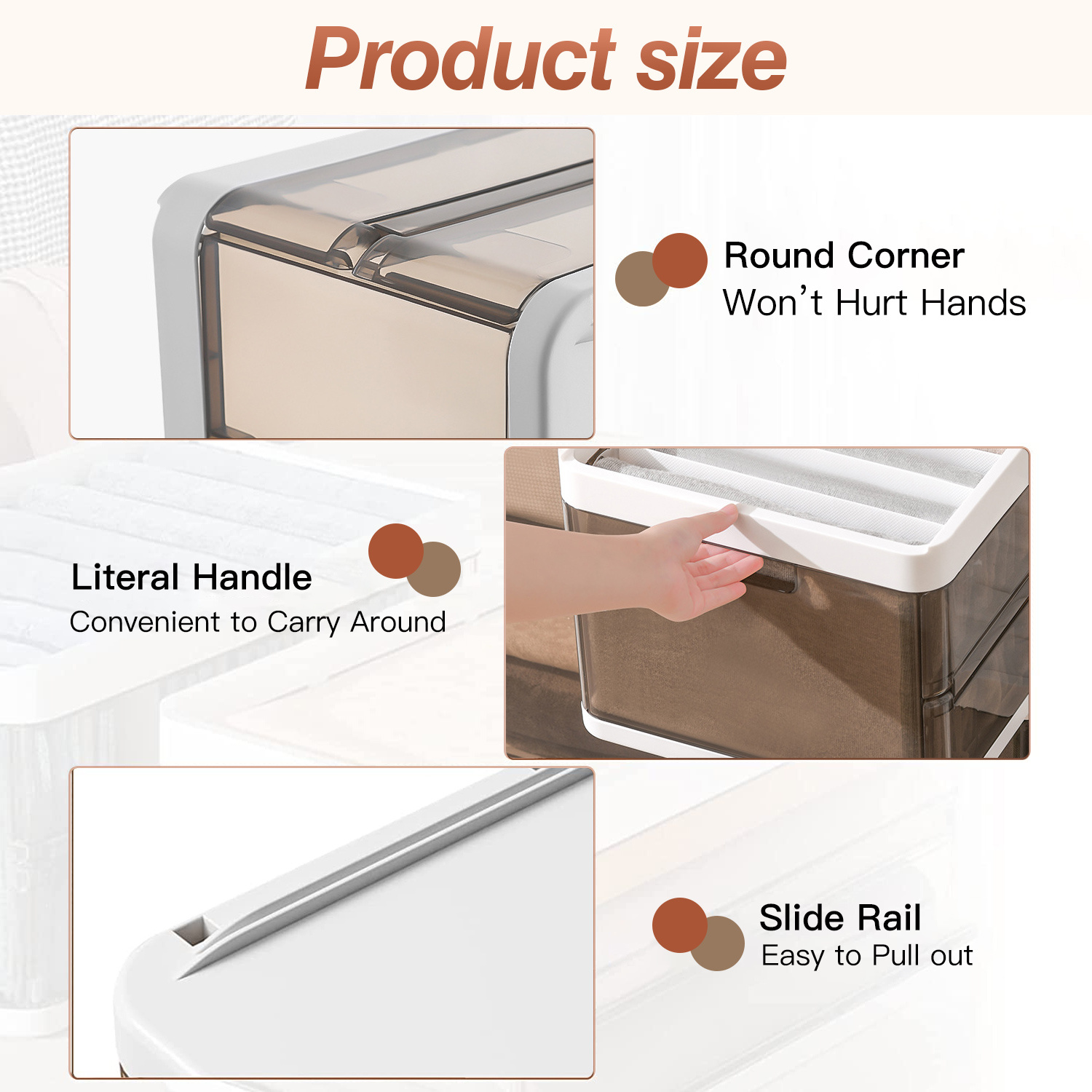3-Pack Stackable Foldable Storage Bins with Lids & Removable Dividers (Collapsible Closet Drawer Organizers) gallery view 7
