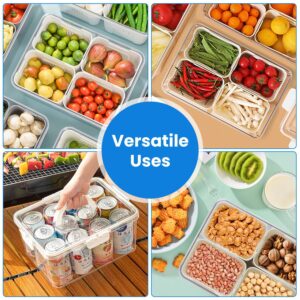 2-Pack Airtight Produce Storage Containers with 8 Removable Colanders (Fridge & Picnic Food Organizers)