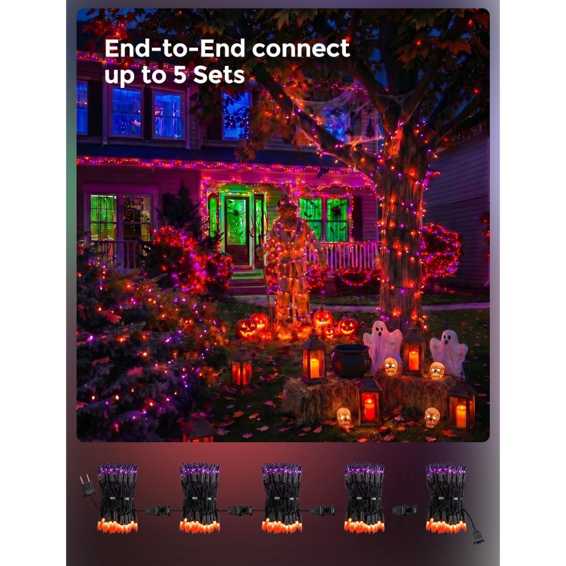Halloween Party Haunted Atmosphere with Purple and Orange Lighting