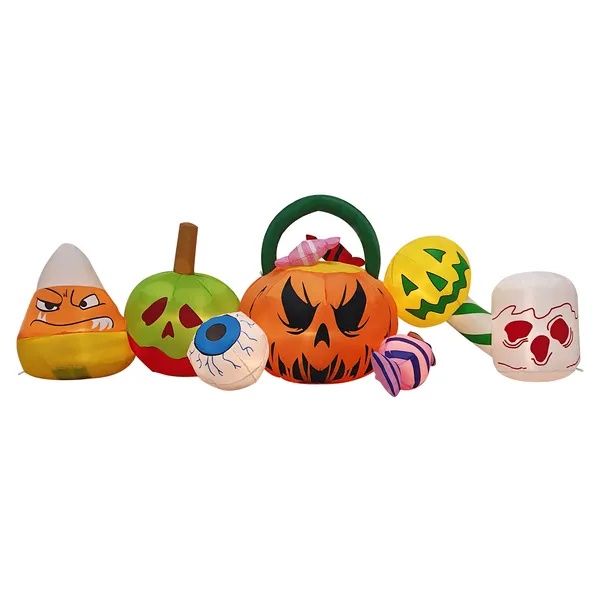Inflatable Pumpkin Candy Bucket Display Front Angle