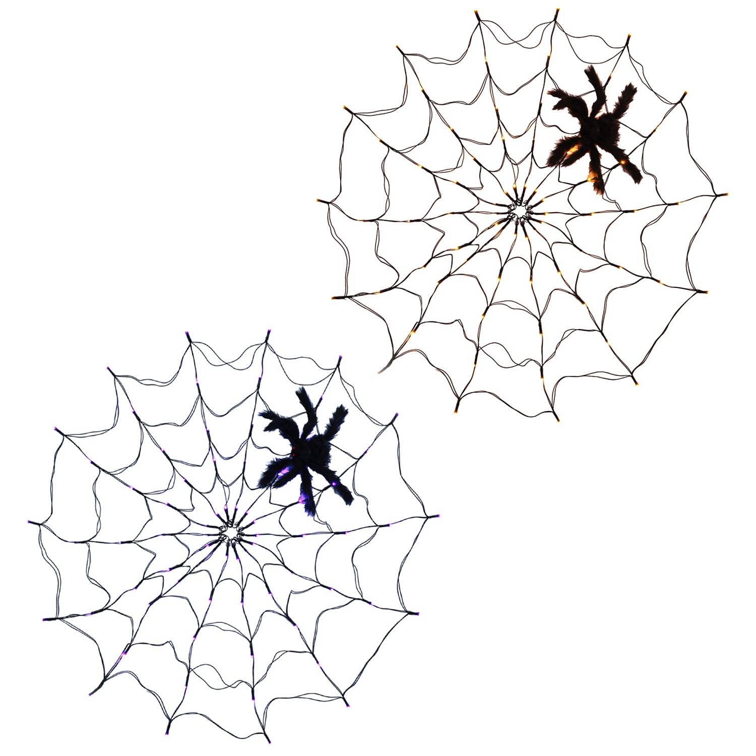 Halloween Spider Web Lights with Plush Spider – 3.3FT 70-LED Battery Operated Decor with Remote gallery view 8