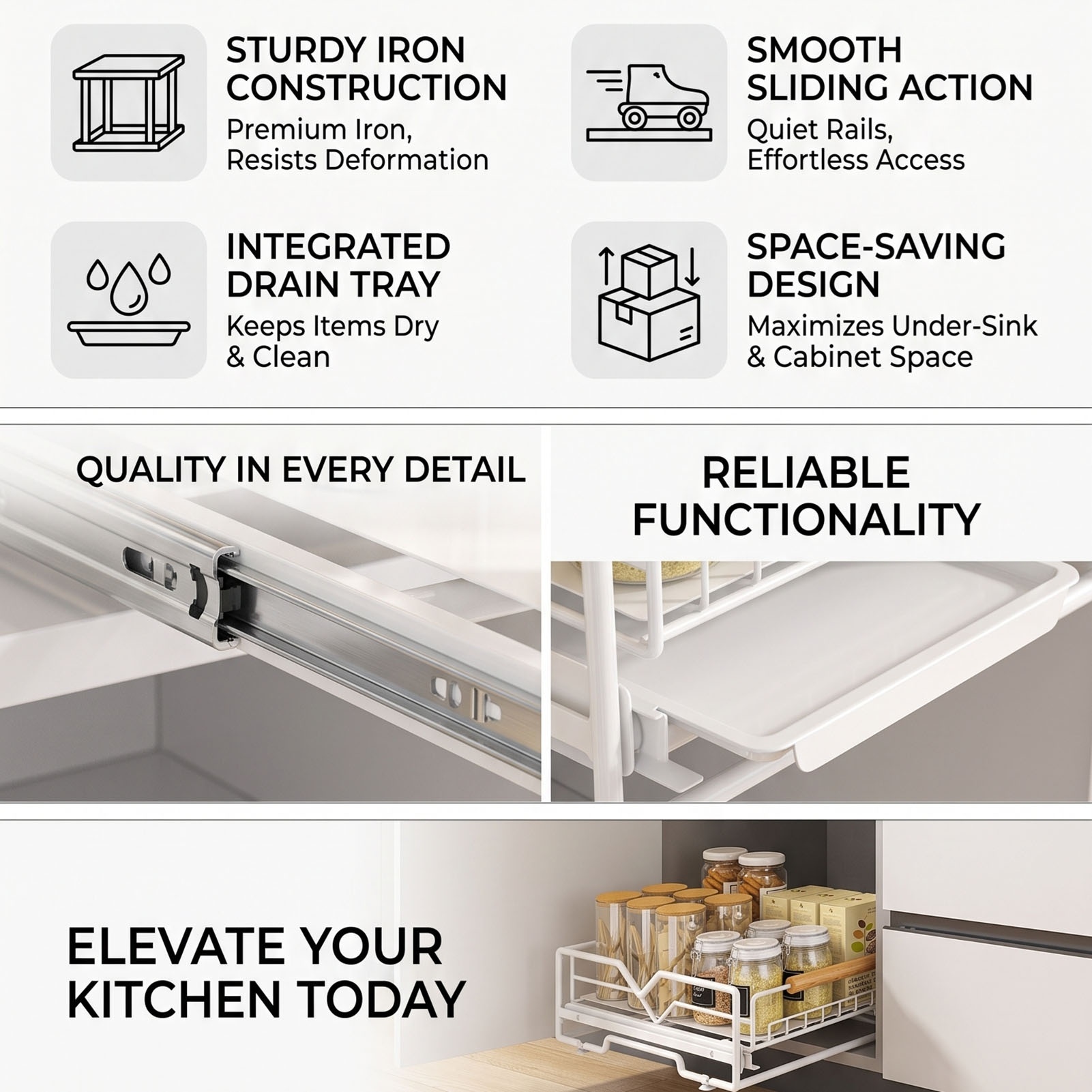 Overhead Interior View of Storage Basket Organizing Bottles, Cereal Boxes, and Glass Jars