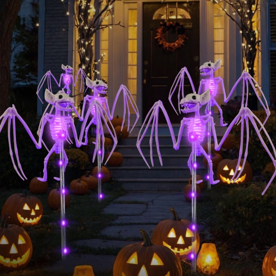 Solar 3D Bat Skeleton Pathway Lights (2-Pack / 8 Modes – IP65 Waterproof) gallery view 4