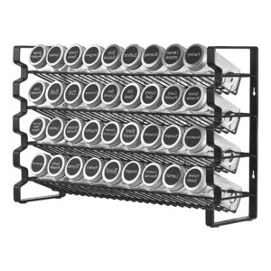4-Tier Spice Rack Organizer Set with 36 Glass Jars, Labels & Funnel (18" x 11" Countertop & Wall-Mount Pantry Rack)
