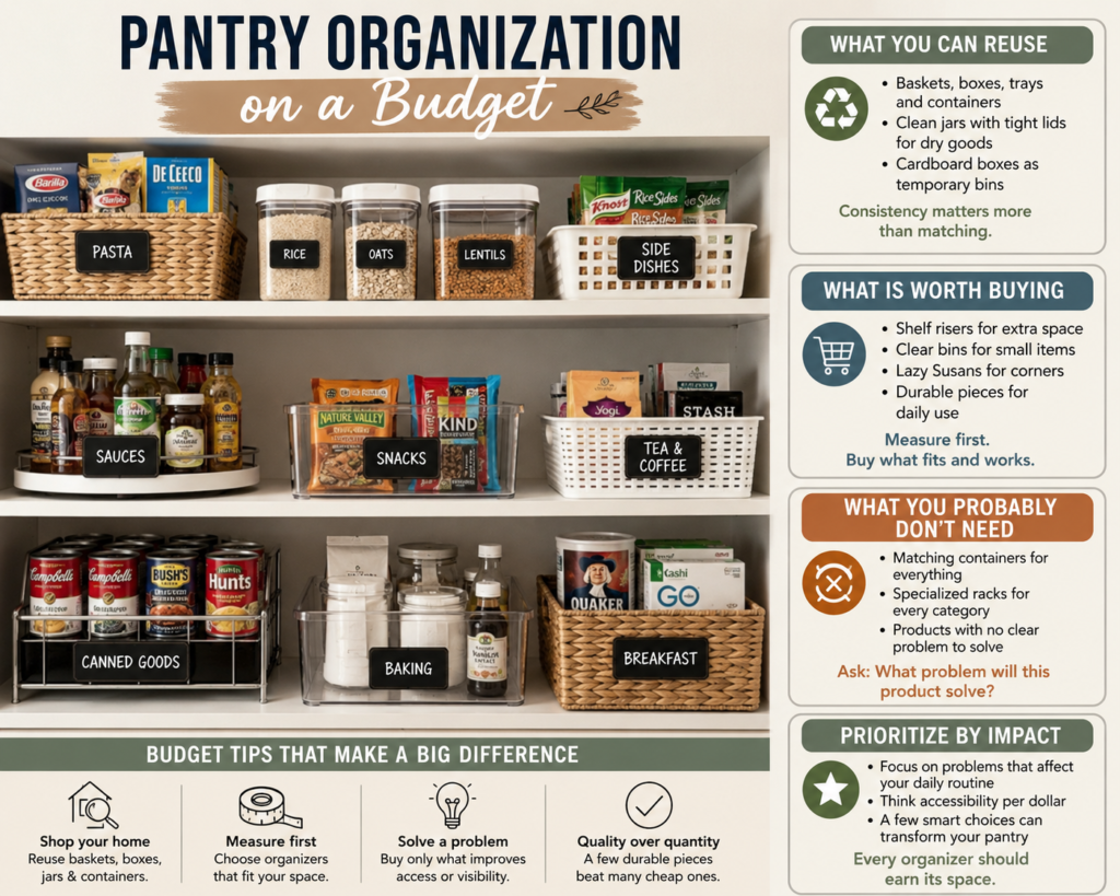 Simple pantry organization ideas that save money.