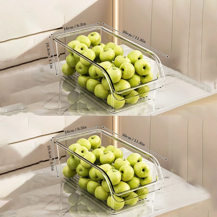 Clear Fridge Organizer Bins with Handles (11.8" x 6.3" / Stackable Storage for Refrigerator & Pantry) gallery view 9