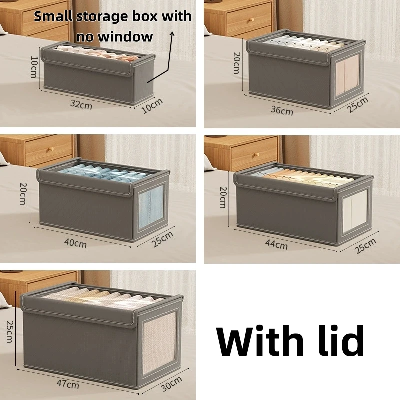 Collapsible Fabric Closet Organizer Box with Clear Window & Lid (Stackable Clothes Storage Bin) gallery view 6
