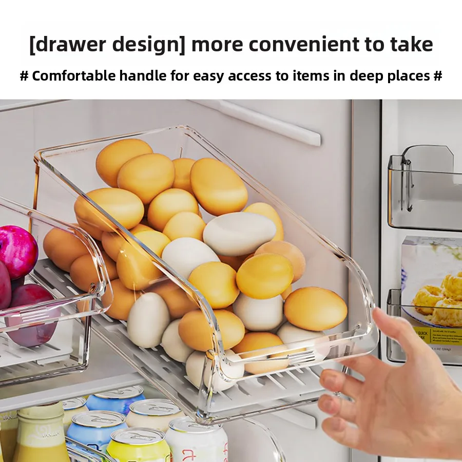 Clear Fridge Organizer Bins with Handles (11.8" x 6.3" / Stackable Storage for Refrigerator & Pantry) gallery view 3
