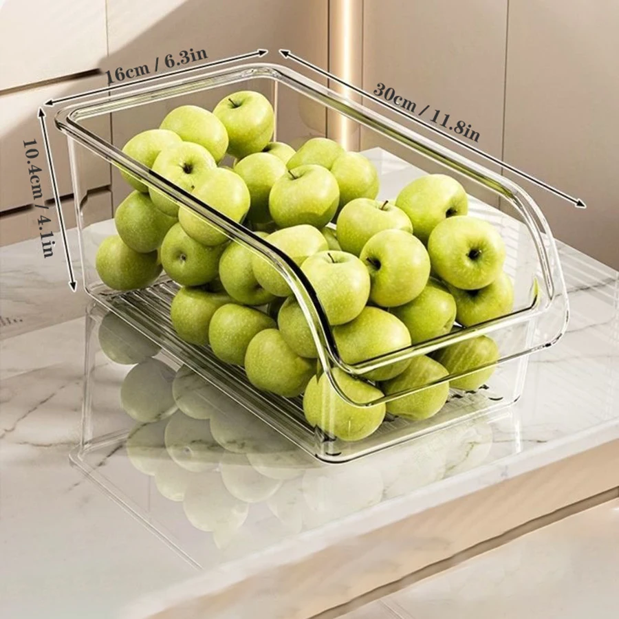Clear Fridge Organizer Bins with Handles (11.8" x 6.3" / Stackable Storage for Refrigerator & Pantry) gallery view 7