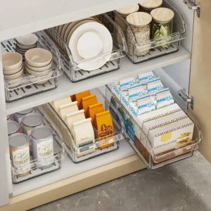 Clear Fridge Organizer Bins with Handles (11.8" x 6.3" / Stackable Storage for Refrigerator & Pantry)