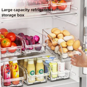 Clear Fridge Organizer Bins with Handles (11.8" x 6.3" / Stackable Storage for Refrigerator & Pantry)