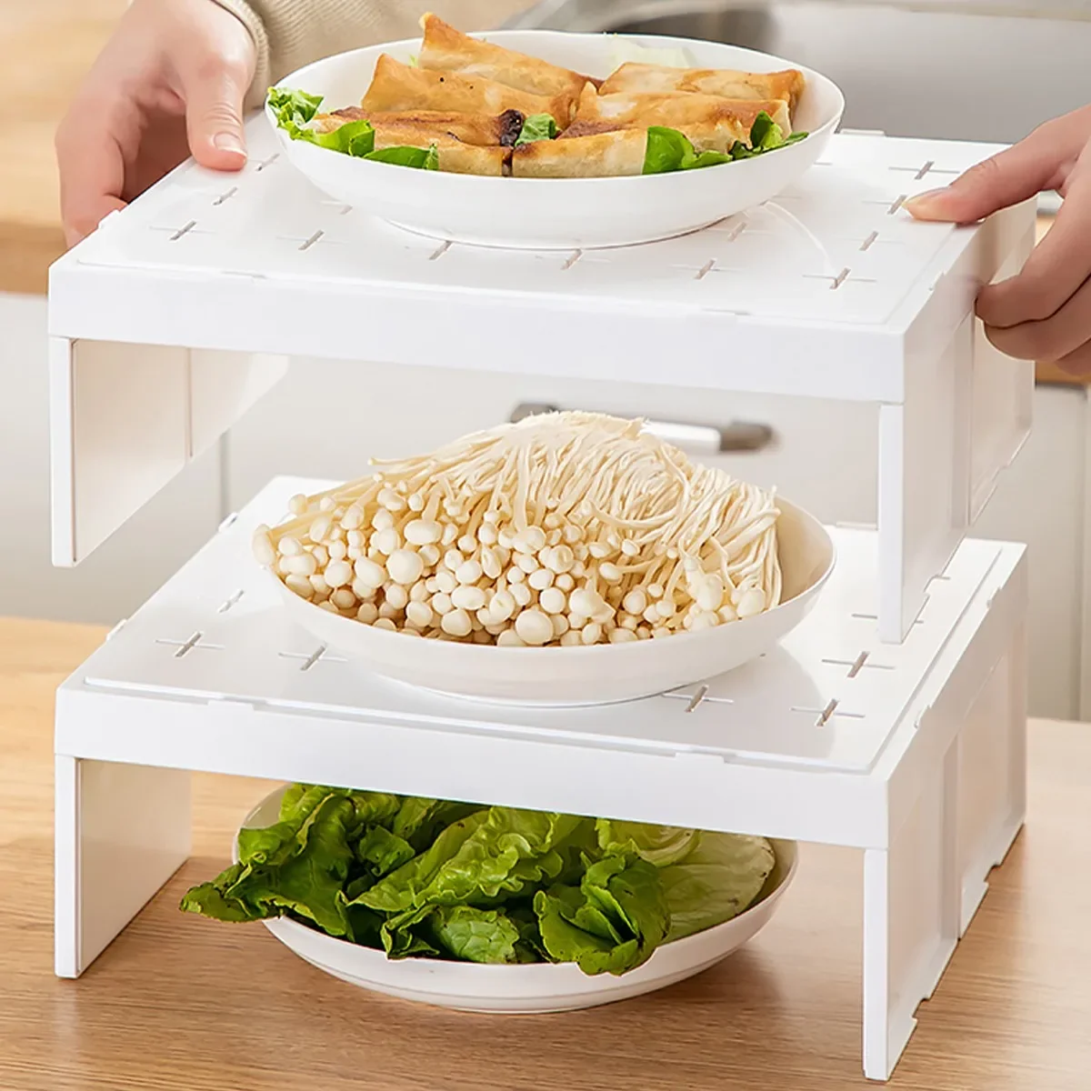 Storage Racks For Pantry Stackable Kitchen Cabinet Shelf Organizer | TidyVo