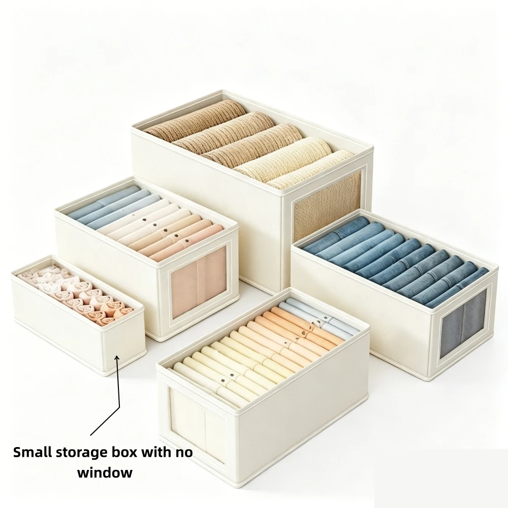 Collapsible Fabric Closet Organizer Box with Clear Window & Lid (Stackable Clothes Storage Bin) gallery view 7