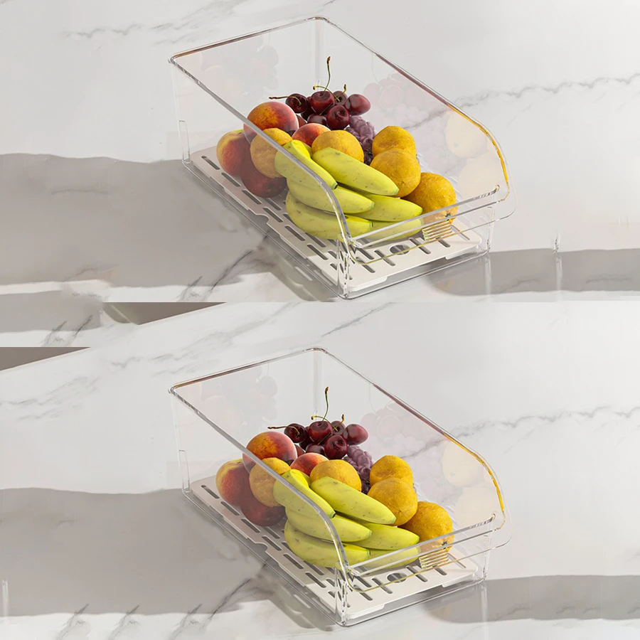 Clear Fridge Organizer Bins with Handles (11.8" x 6.3" / Stackable Storage for Refrigerator & Pantry) gallery view 6