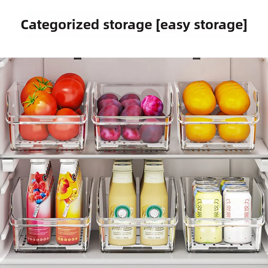 Clear Fridge Organizer Bins with Handles (11.8" x 6.3" / Stackable Storage for Refrigerator & Pantry) gallery view 2