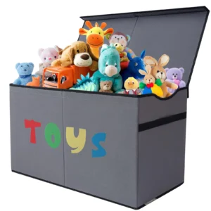Large Collapsible Fabric Toy Storage Box with Lid (100L / Foldable Organizer with Divider)