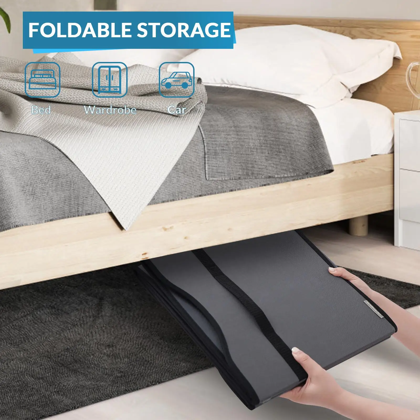 Large Collapsible Fabric Toy Storage Box with Lid (100L / Foldable Organizer with Divider) gallery view 5