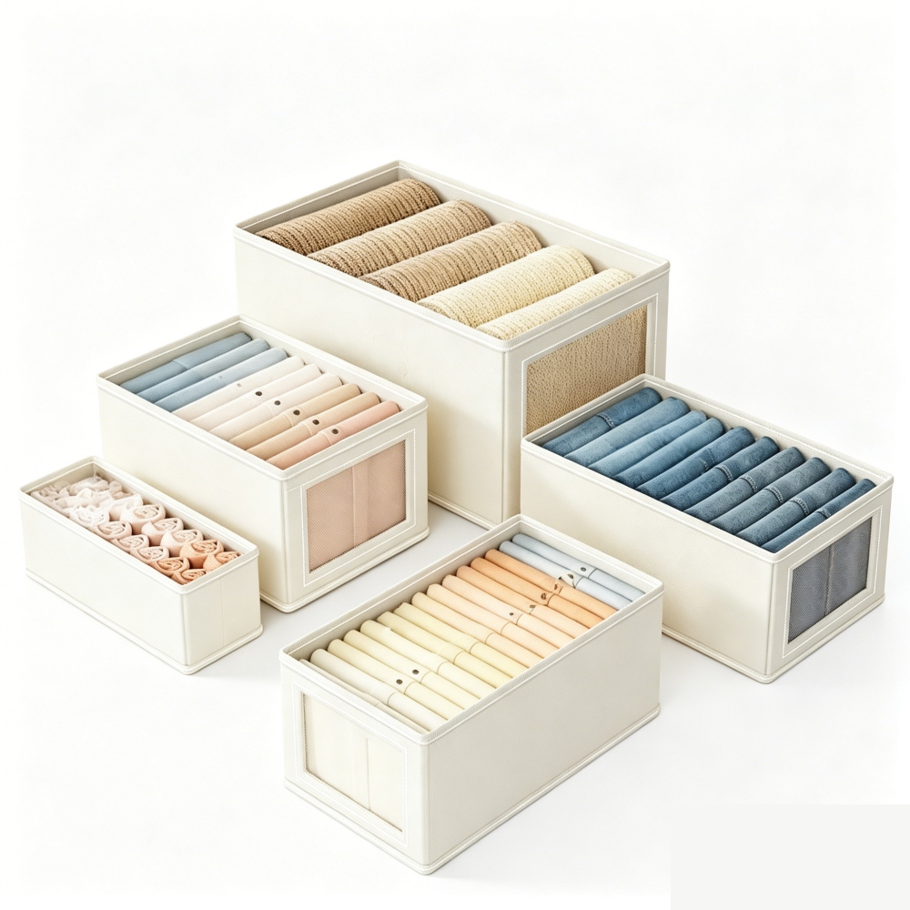 Fabric Closet Storage Box with Sturdy Side Handles